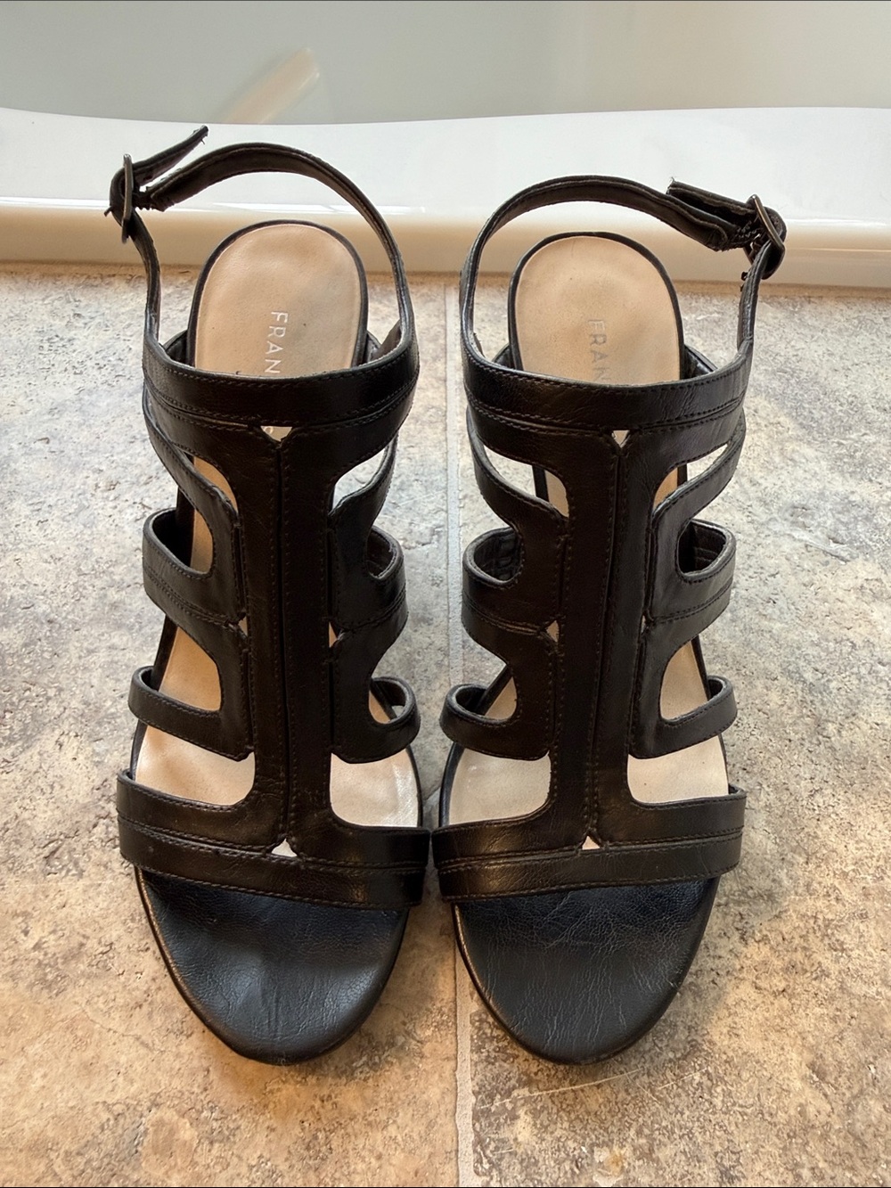 Franco Sarto Black Strappy Cutout Heeled Sandals